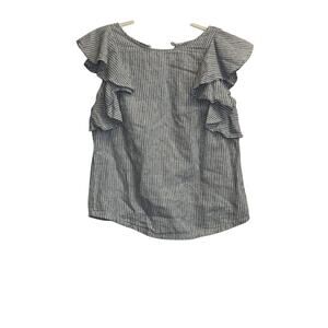 J. Crew Blue and White Linen/Cotton Blend Striped Tank